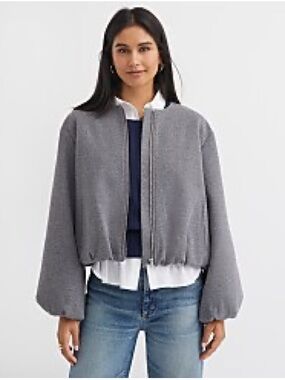 NWT LOFT Women’s Bubble Bomber Jacket, Gray, Size: L